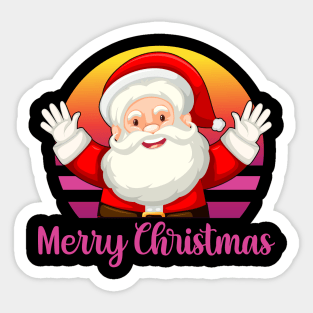 Retro Pink Santa Claus Vintage Christmas Sunset Sticker